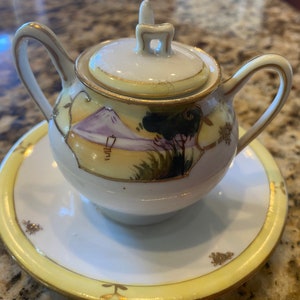 Antique RC Nippon MUSTARD POT Hand Painted Pink Roses Morimura Brothers Japan
