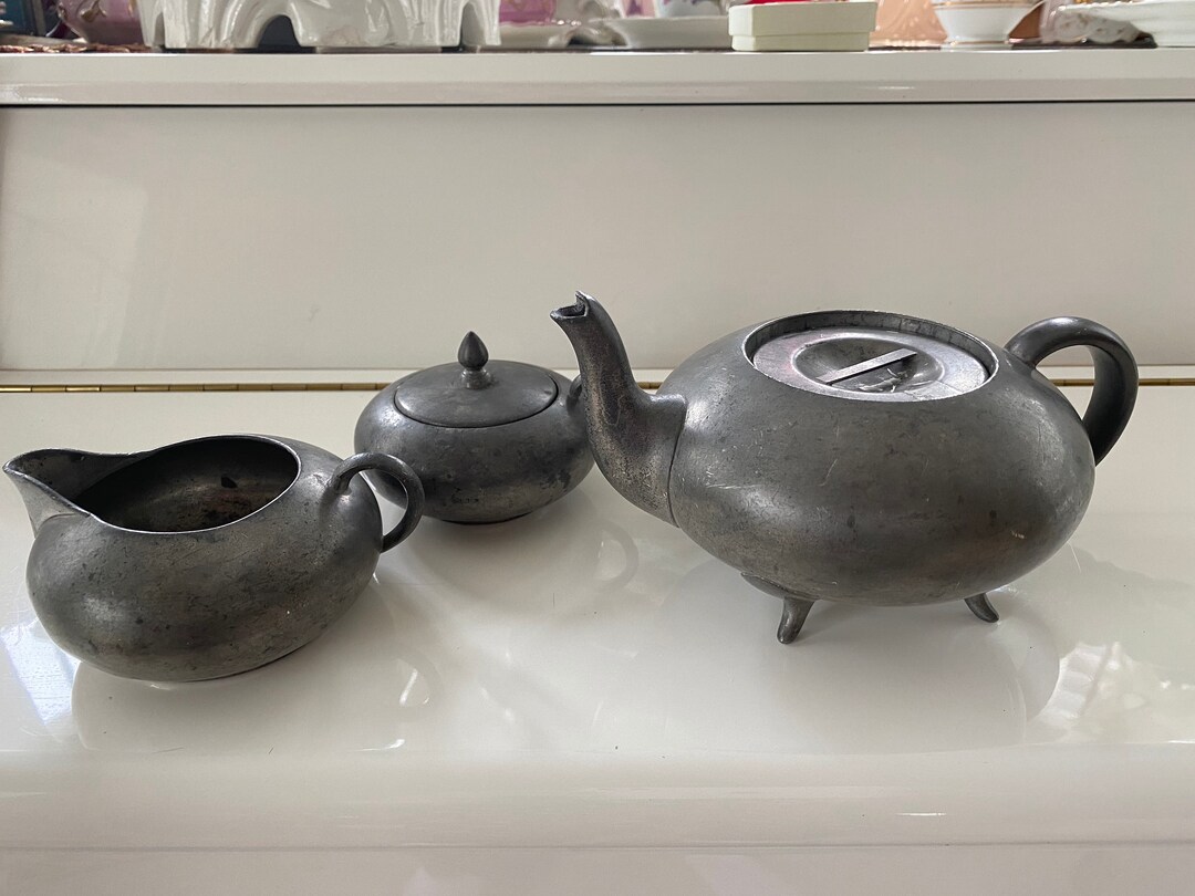 Antique Pewter Tea Set, Marked by Maker Etsy