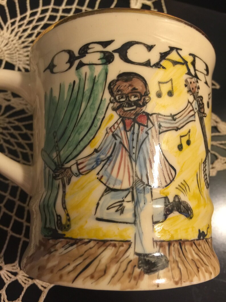 Vintage Black Memorabilia Mug HAND PAINTED Banjo image 1