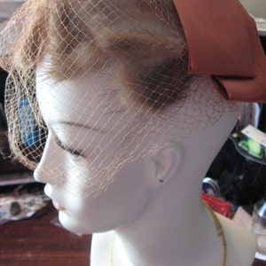 Vintage Mink Fur Copper Satin Hat with Netting 1960s Excellent original condition image 4