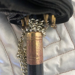 Antique, Dainty Ladies Umbrella Black Snap Closure, Arm-Chain 100% Nylon Japan (with tag) 10 spokes, Lightweight, Strong,  RARE