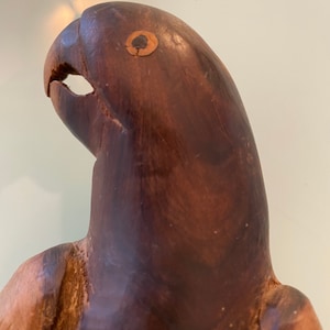 PARROT Art Deco Carved Wood Parrot Sculpture 11”  Scarce