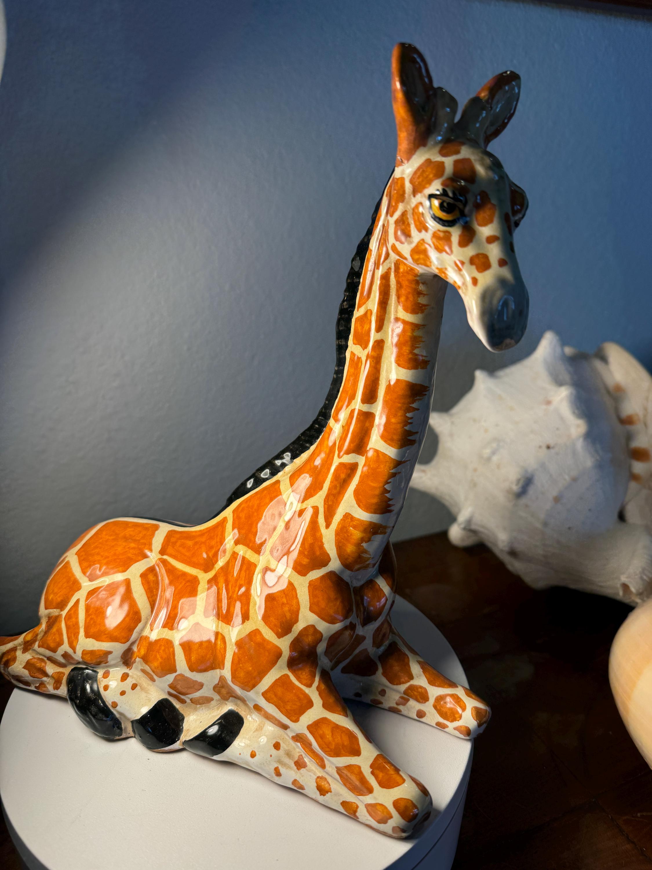 リナ・ボ・バルディ　GIRAFA CAIR ミニチュア Vintage Handcrafted Glazed Terracotta Sculpture of a Seated