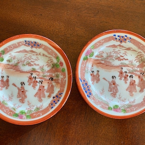 Victorian Hand Painted Geisha Girl Plates 4 plates Japan