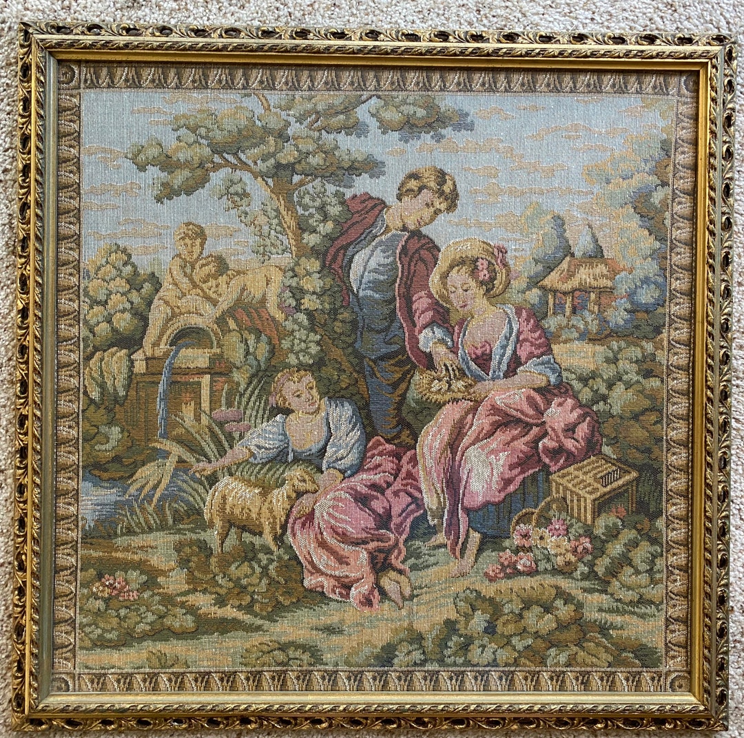 Vintage Framed Belgium Tapestry French Subject Stunning - Etsy