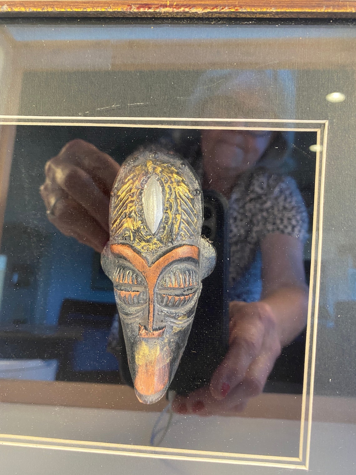 AFRICAN Wall Hangings Hand Carved Faces in Deep FRAME Pair Etsy