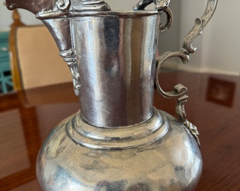 ORNATE Etruscan Arte Italica Pewter Pitcher, Large  Hand Made In Italy,  ITALIAN Pewter STUNNING