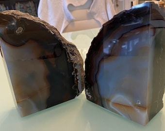 Geode Stone Bookends Vintage ROCK Agate GIFT