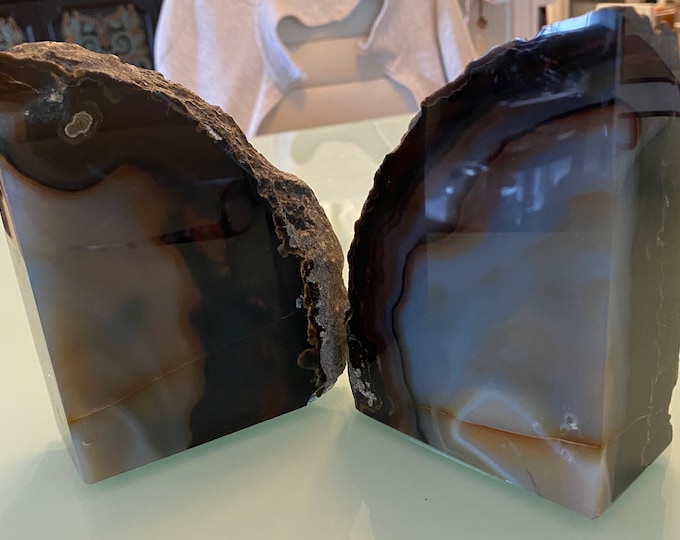 Geode Stone Bookends Vintage ROCK Agate GIFT