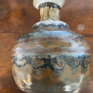 Vintage STUDIO Art POTTERY Vase Glazed Stoneware Signed Thanksgiving Decor