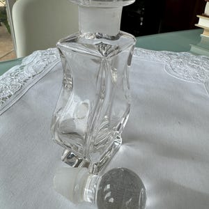 Vintage Cristallo Al Piombo Art Deco Style Clear Glass Lead Crystal Perfume Bottle with Stopper PRISTINE