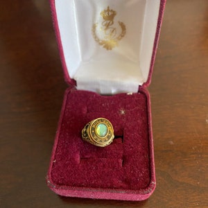 VINTAGE RING B.G.H.S. Jr Sr Prom Ring Gold Tone Blue Stone Ring Or Pendant