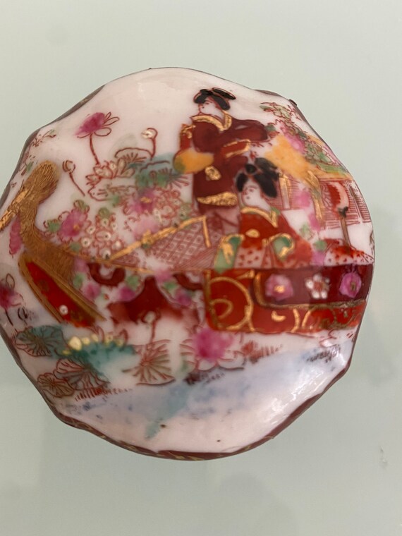 Jewelry Storage Satsuma Porcelain Trinket Box with Geisha Girls Storage & Organization