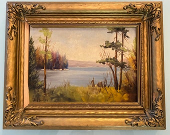 Oil Painting, Antique, Listed Artist D Hunter Canadian Artist ONE OF A KIND