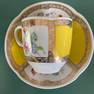 Vintage Porcelain Avon Germany Floral Demi Tasse Cup & Saucer