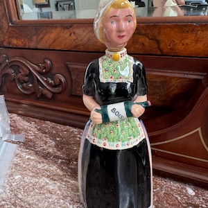 Vintage Holland Pottery Bols Dutch Girl Decanter Bottle, Figurine Woman, Netherlands 10&quot;