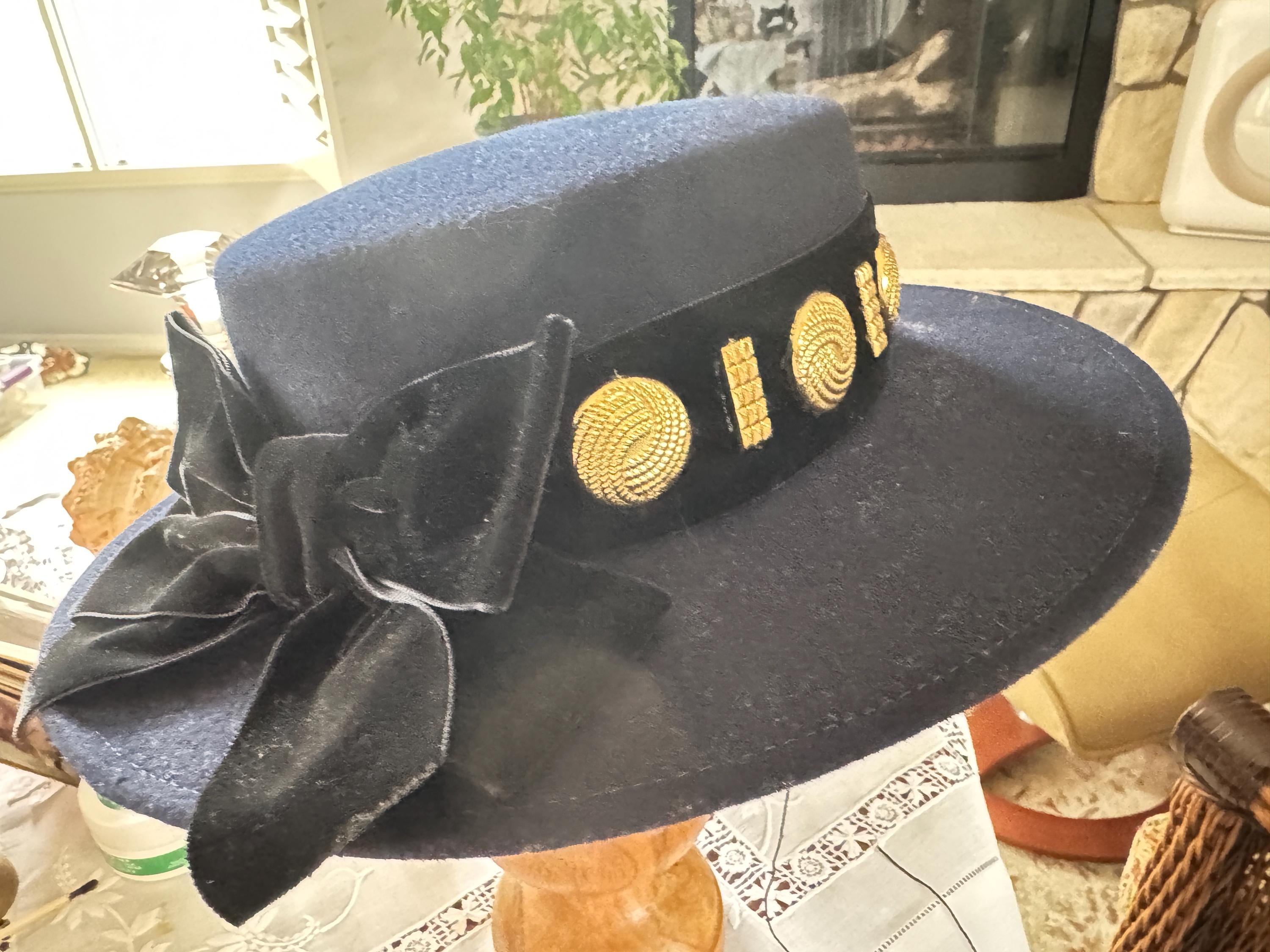 Vintage Elegant wool Yellow Hat with Black mesh from 80’s “Doeskin” brand Black 1980s 100% Wool Vintage Hats for Women for sale | eBay main image 4