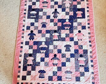 Hand Applique Patchwork Quilt c1980