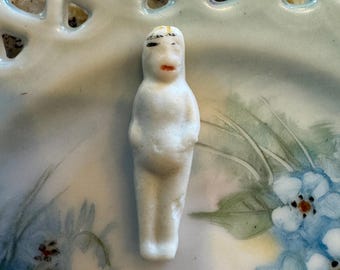 Victorian TINY blond Bisque Frozen Charlotte Doll 1 1/4&quot; As Found, Hand Painted Features 1 pc