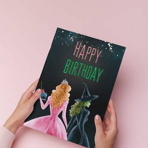 Boze verjaardagskaarten | Muziektheaterwenskaart | Cadeau Broadway-fan | Groene en zwarte verjaardagskaart | Afdrukbare digitale download