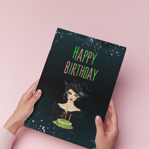 Wicked-themafeestverjaardagskaart, Wicked-feestuitnodiging. Uitnodiging voor een feest. Verjaardagsuitnodiging, geweldige filmuitnodiging
