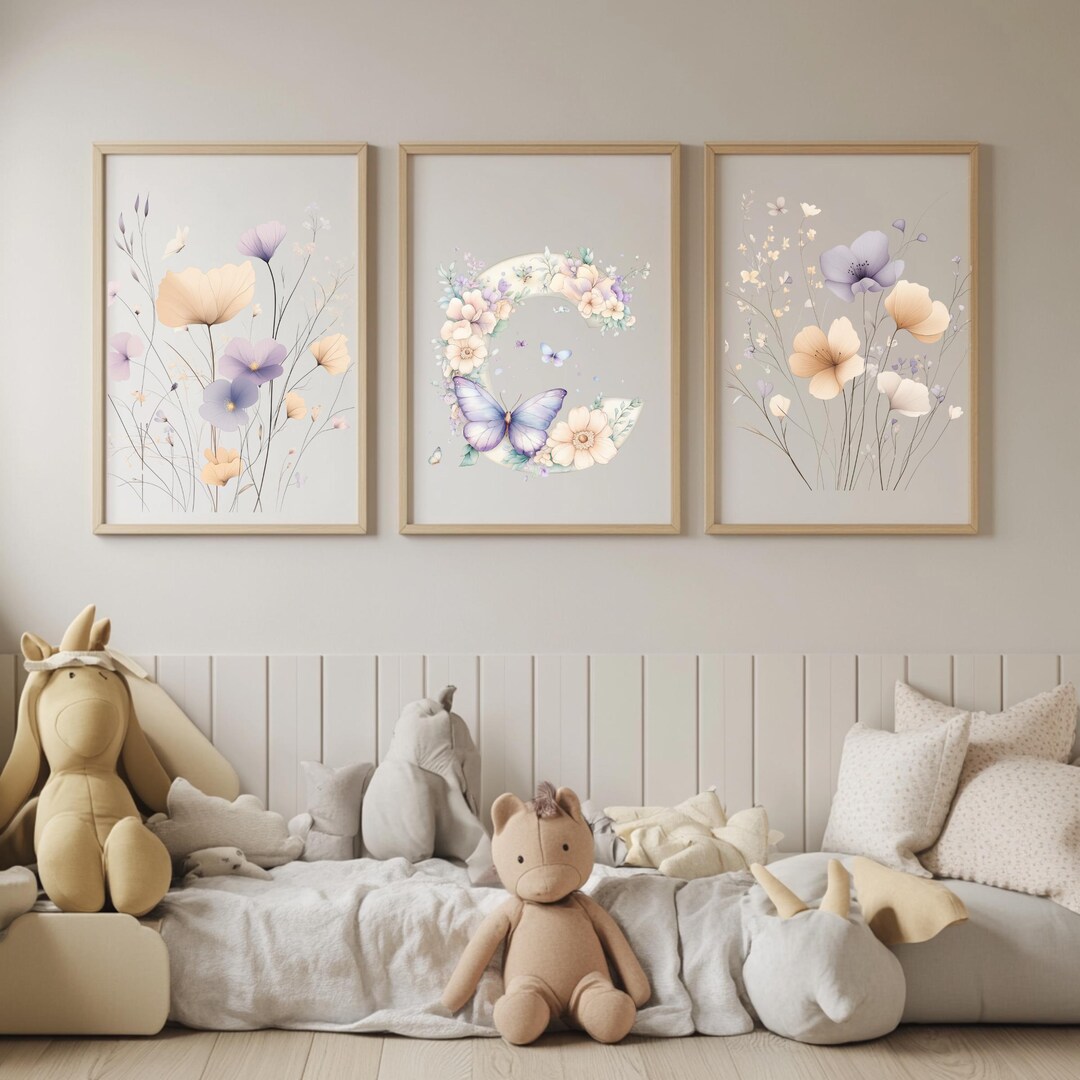 Printable Nursery Wildflower Wall Art Minimalist Pastel Floral Art for ...