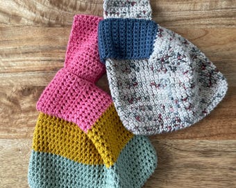Striped Cotton Japanese Knot Bag