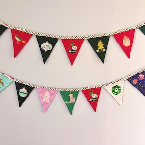 Christmas fabric pennant banners (6 ft)