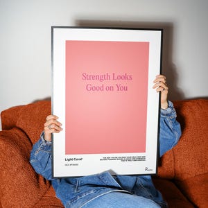 Strength Looks Good on You, Motivational Wall Art, Pink Typography Poster, Empowerment Quote, Modern Home Decor, Self Love, Mental Health