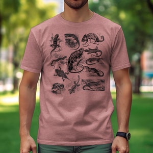 Vintage Reptile Illustration T-Shirt, Unisex Lizard and Crocodile Graphic Tee, Nature Lover Gift, Classic Animal Print Shirt image 8