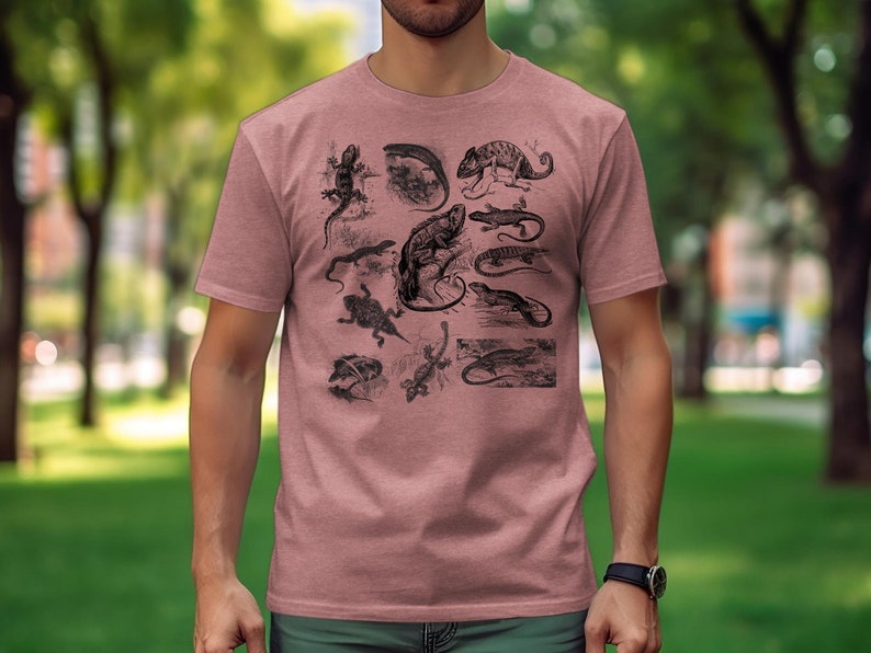 Vintage Reptile Illustration T-Shirt, Unisex Lizard and Crocodile Graphic Tee, Nature Lover Gift, Classic Animal Print Shirt image 8