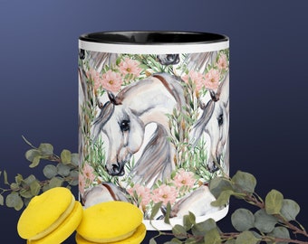 Arabian Horse Floral Pattern Horse lover Gift Coffee Tea Mug Cup Drinking glass