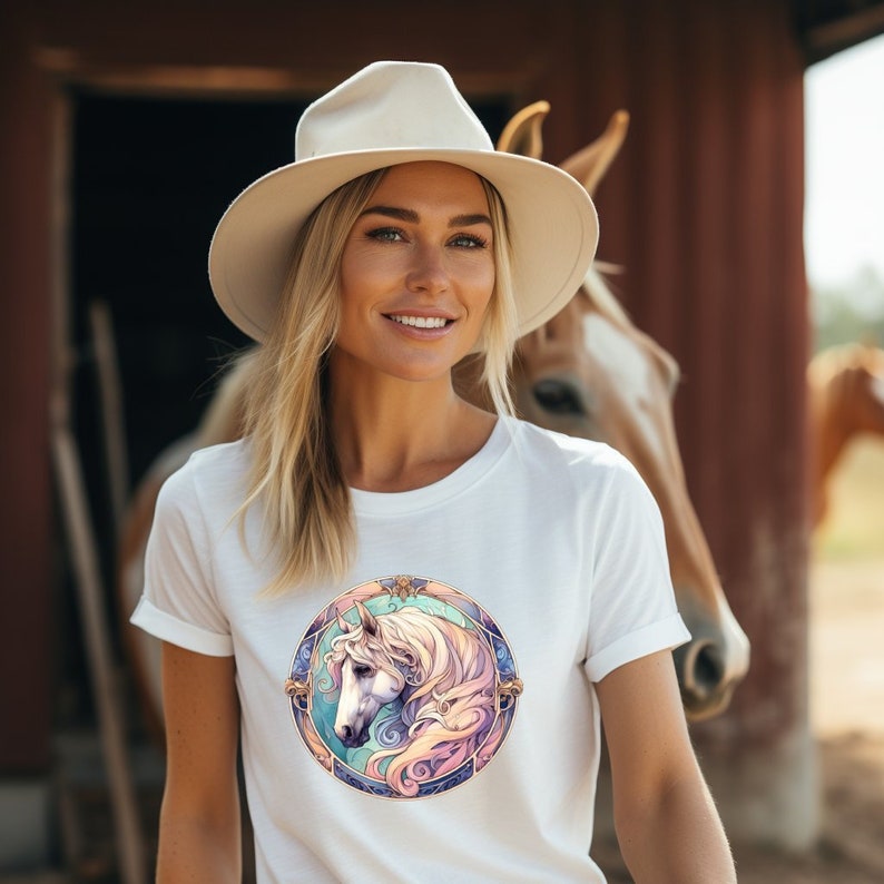 Artistic Horse T-Shirt, Equestrian Riding Tee, Horse Lover Gift, Ranch Style Clothing, Unique Horse Art Print Shirt, Unisex Tee image 9