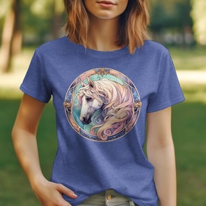 Artistic Horse T-Shirt, Equestrian Riding Tee, Horse Lover Gift, Ranch Style Clothing, Unique Horse Art Print Shirt, Unisex Tee image 4