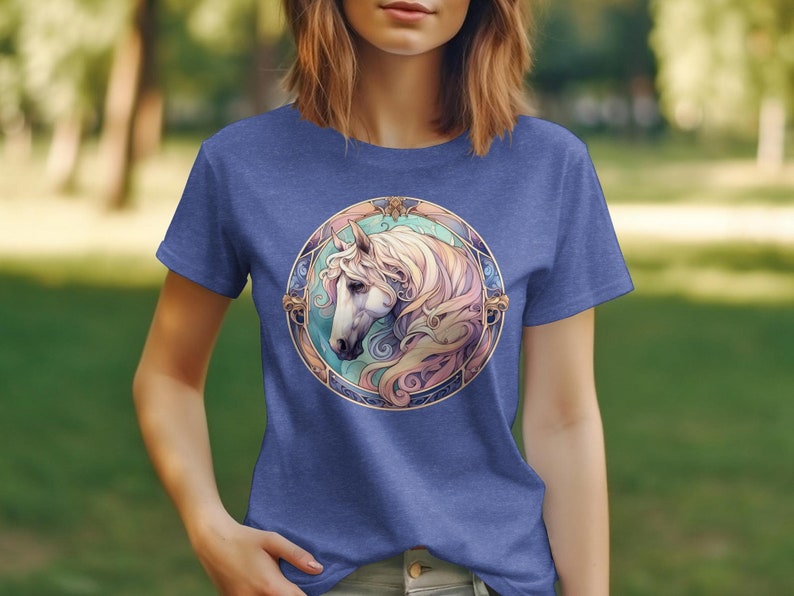 Artistic Horse T-Shirt, Equestrian Riding Tee, Horse Lover Gift, Ranch Style Clothing, Unique Horse Art Print Shirt, Unisex Tee image 4