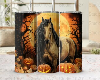 Horse Tumbler Wrap Halloween Sublimation Resin 20 oz Skinny Tumbler Design Straight Tapered Wrap Tumbler Wrap Png, Instant Download