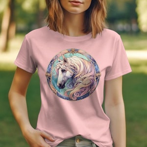 Artistic Horse T-Shirt, Equestrian Riding Tee, Horse Lover Gift, Ranch Style Clothing, Unique Horse Art Print Shirt, Unisex Tee image 5