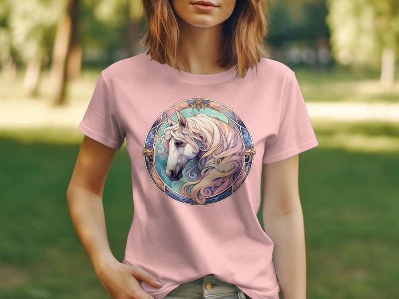 Artistic Horse T-Shirt, Equestrian Riding Tee, Horse Lover Gift, Ranch Style Clothing, Unique Horse Art Print Shirt, Unisex Tee image 5