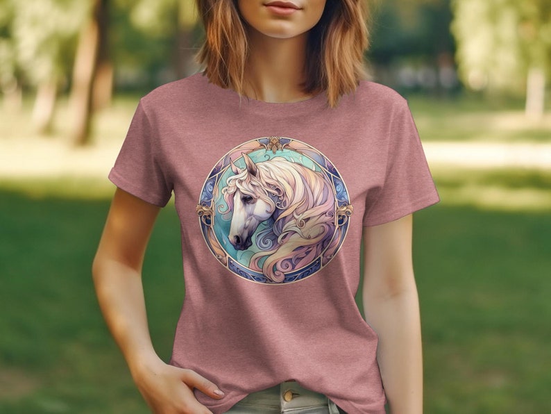 Artistic Horse T-Shirt, Equestrian Riding Tee, Horse Lover Gift, Ranch Style Clothing, Unique Horse Art Print Shirt, Unisex Tee image 7