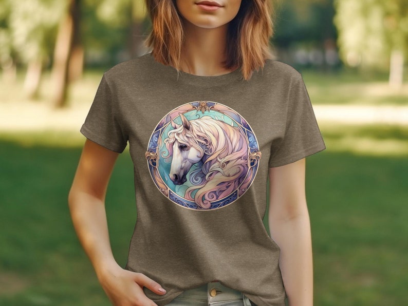 Artistic Horse T-Shirt, Equestrian Riding Tee, Horse Lover Gift, Ranch Style Clothing, Unique Horse Art Print Shirt, Unisex Tee image 3