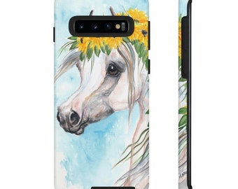 Arabian Horse with Sunflowers Phone Case watercolor Art Tough Cases Iphone Samsung Pixel