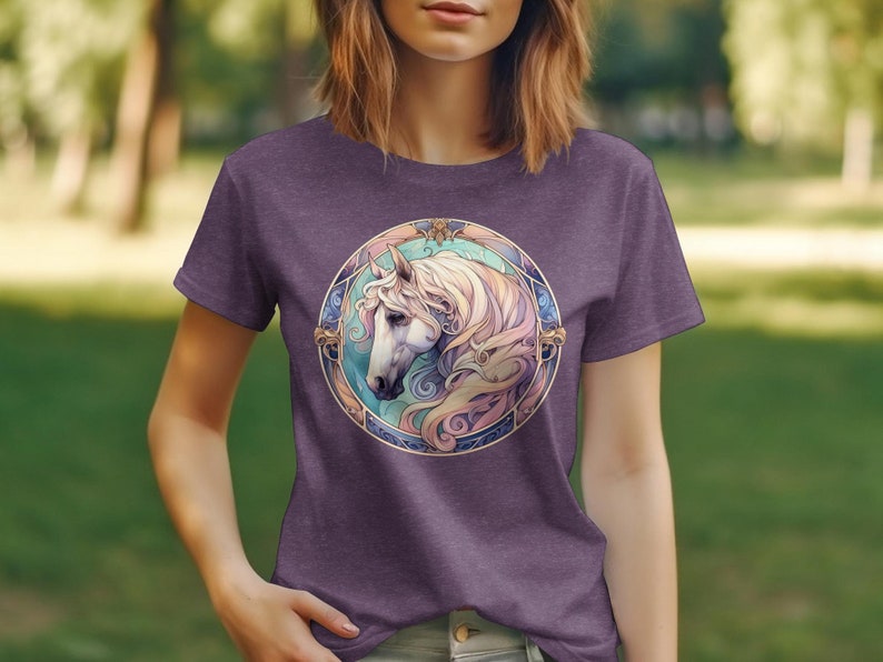 Artistic Horse T-Shirt, Equestrian Riding Tee, Horse Lover Gift, Ranch Style Clothing, Unique Horse Art Print Shirt, Unisex Tee image 8