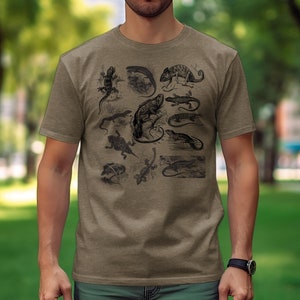 Vintage Reptile Illustration T-Shirt, Unisex Lizard and Crocodile Graphic Tee, Nature Lover Gift, Classic Animal Print Shirt image 6