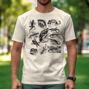 Vintage Reptile Illustration T-Shirt, Unisex Lizard and Crocodile Graphic Tee, Nature Lover Gift, Classic Animal Print Shirt image 5