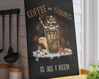 Coffee and conures is all I need Glass Cutting Board cute pineapple green cheek conure parrot gift