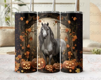 Horse Tumbler Wrap Halloween Sublimation Resin 20 oz Skinny Tumbler Design Straight Tapered Wrap Tumbler Wrap Png, Instant Download