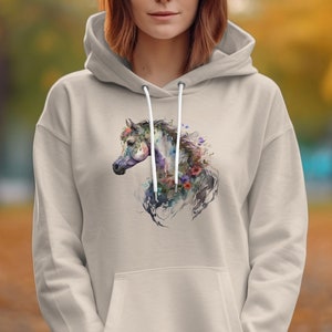 Floral Arabian Horse Pretty Watercolor Fantasy Art Horse Equestrian Horse Lover Boho Country Exotic Main file T-Shirt image 4