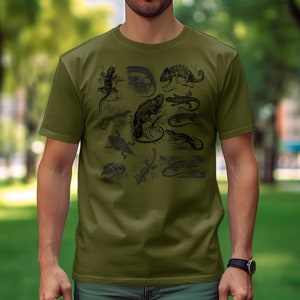 Vintage Reptile Illustration T-Shirt, Unisex Lizard and Crocodile Graphic Tee, Nature Lover Gift, Classic Animal Print Shirt image 7