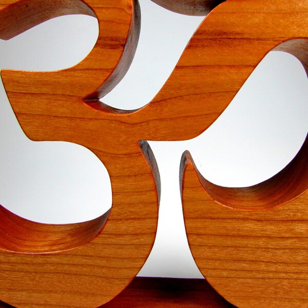 Yoga / Om or Aum Symbol / Shelf Sitter / Cherry Wood
