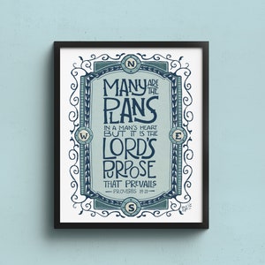 Proverbs 19:21 Many Are the Plans | Scripture art | Hand Lettering | Art Nouveau | Bible Verse